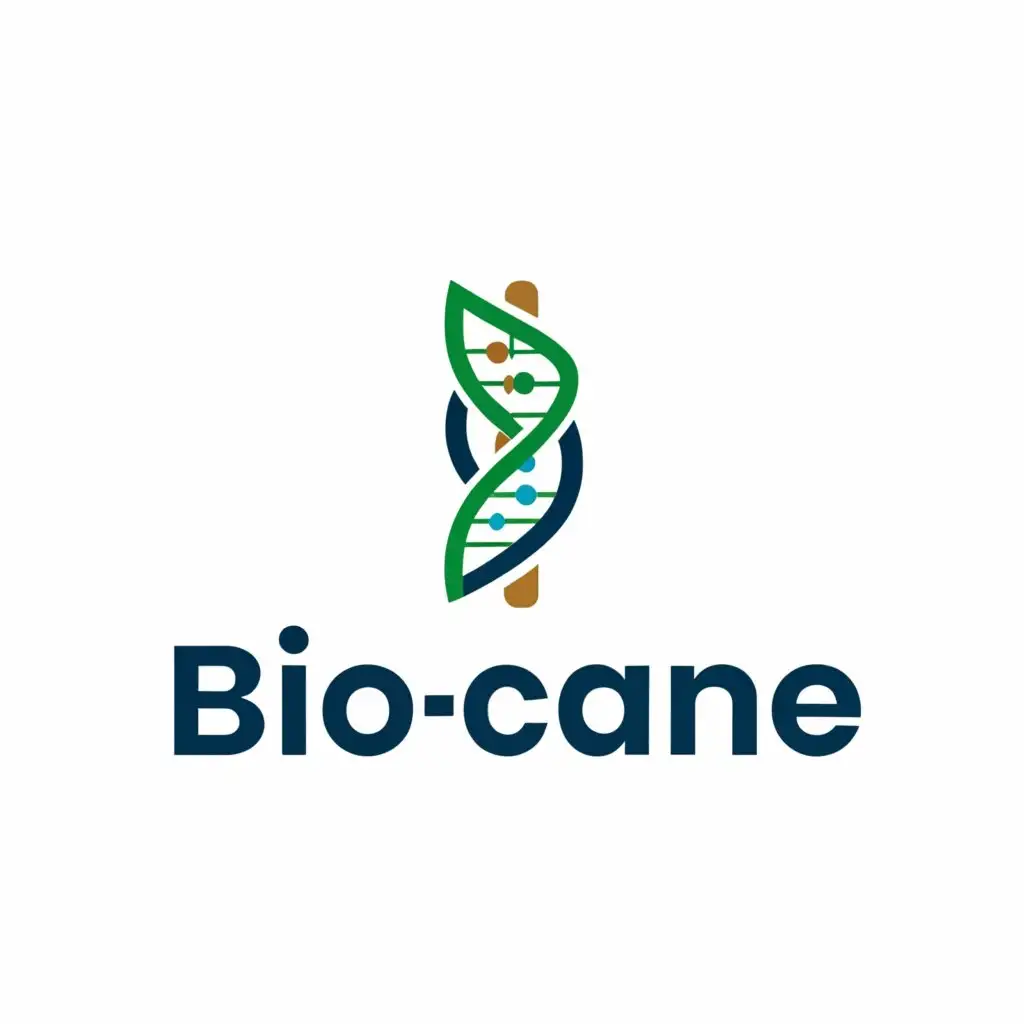 a logo design,with the text "Biocane", main symbol:cane, sugarcane, dna,Minimalistic,be used in Technology industry,clear background