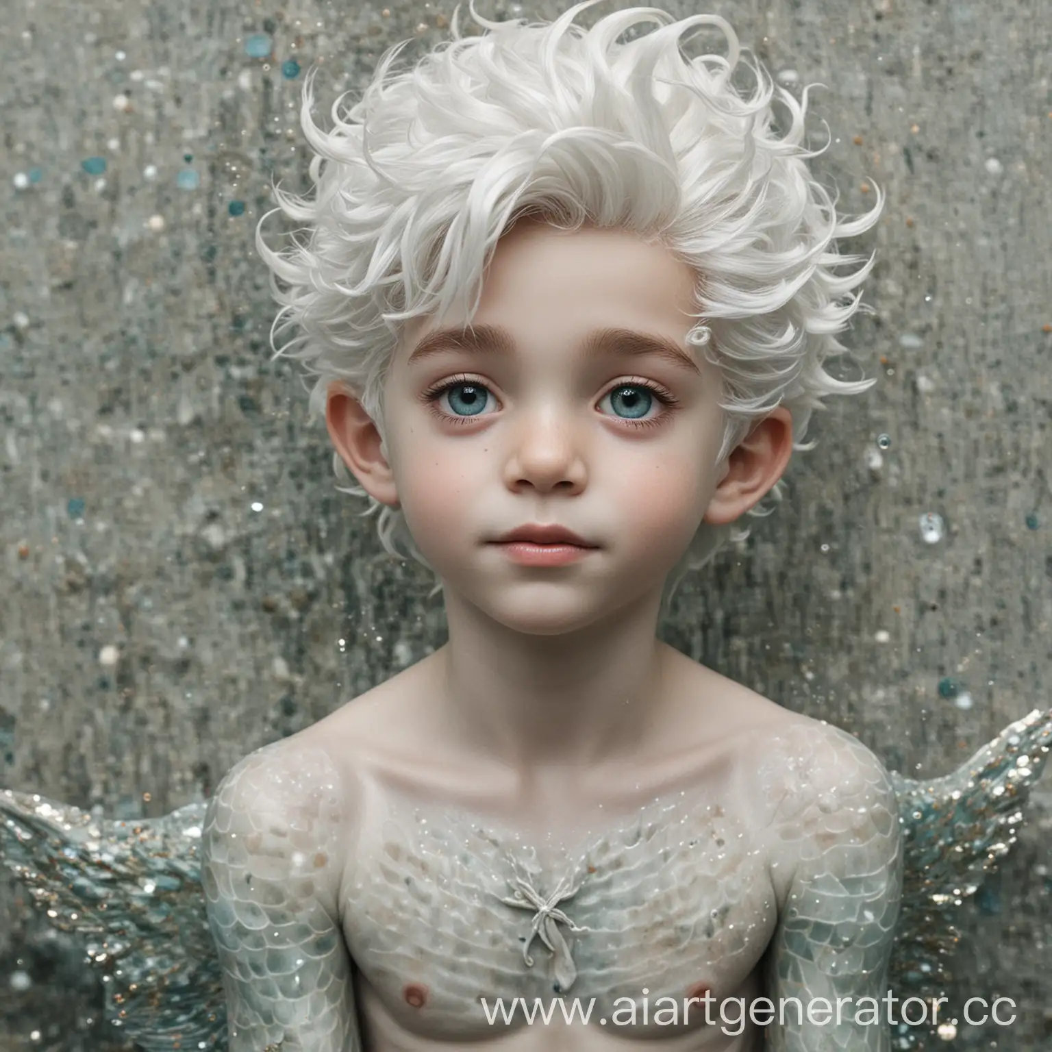 a little merman with white hair