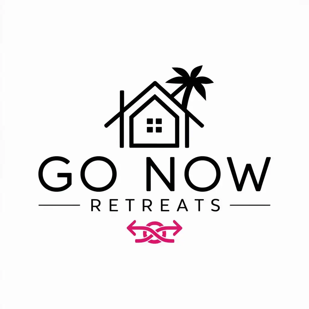 a logo design,with the text "Go Now Retreats", main symbol:Short-term Rentals. Property Management. Retreats. Getaways.,complex,be used in Travel industry,clear background