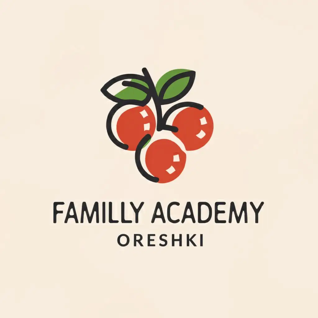 a logo design,with the text "Family Academy Oreshki", main symbol:The main symbol stylized berries,Minimalistic,be used in Education industry,clear background