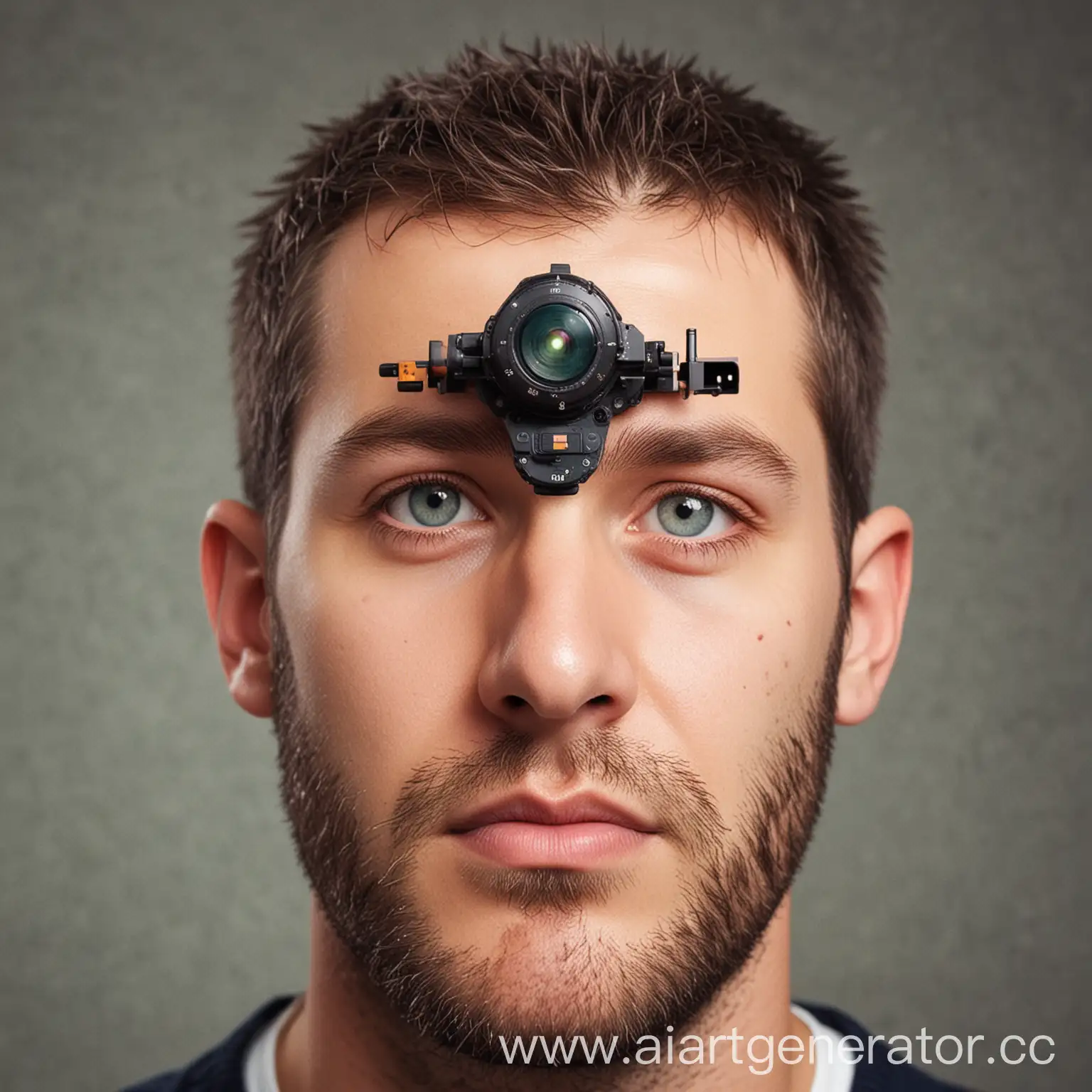 Man-with-Sight-on-Head-Surreal-Portrait-Concept-Art