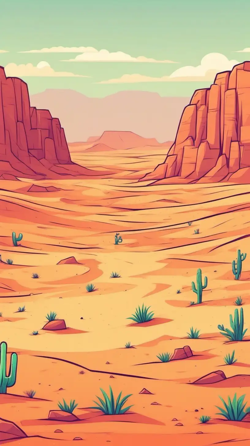 Cartoony Color.  Flat barren  desert 