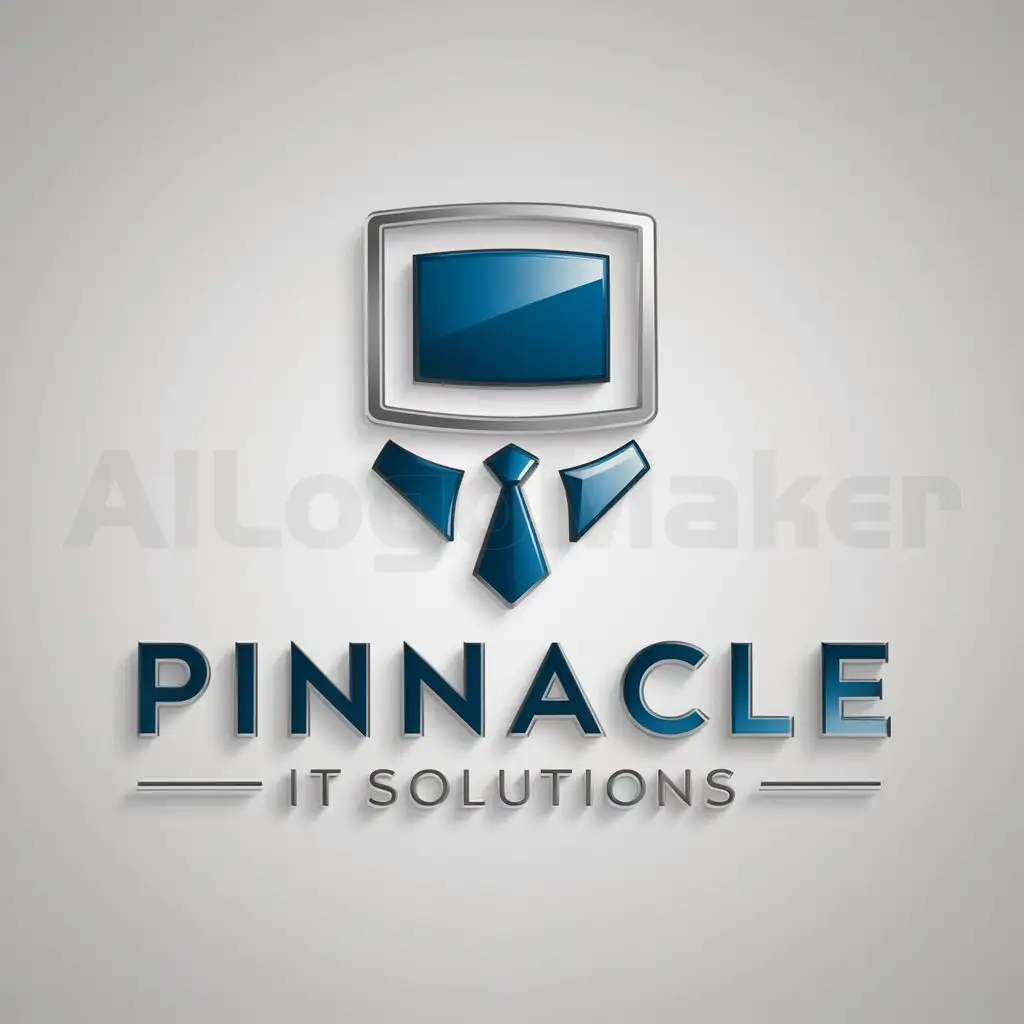 a logo design,with the text "Pinnacle IT Solutions", main symbol:Computer with a Tie,Moderate,be used in Technology industry,clear background
