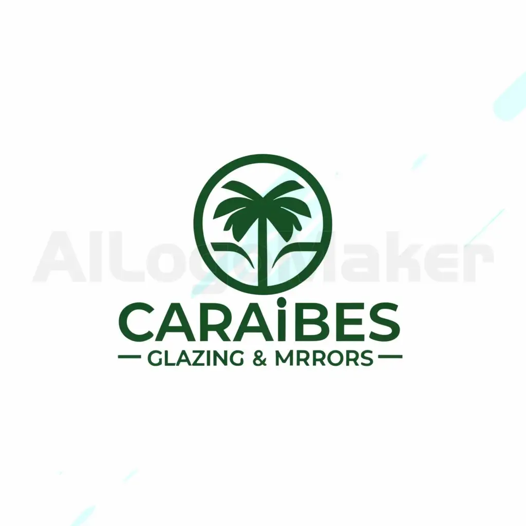 LOGO-Design-for-Carabes-Glazing-Mirrors-Tropical-Palm-Tree-and-Sun-with-Jungle-Vibe