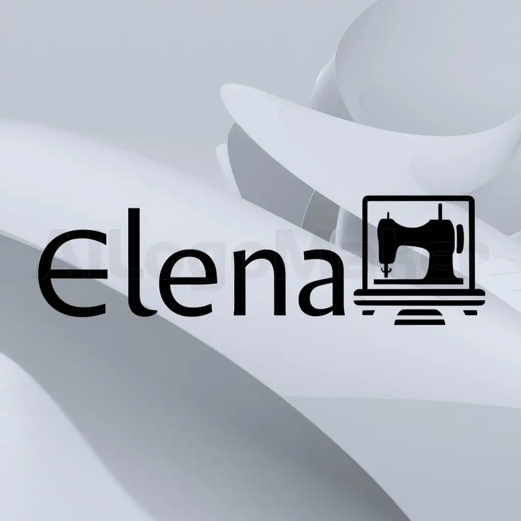 a logo design,with the text "ELENA", main symbol:sewing machine on the computer screen,Moderate,clear background