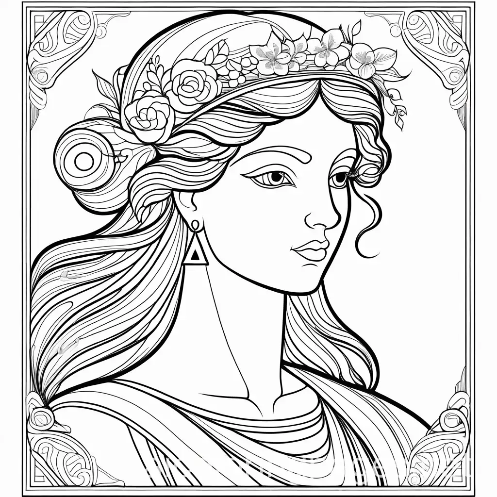 Greek mythology, Coloring Page, black and white, bold marker thick line, no shadings, white background, Simplicity, Ample White Space. The background of the coloring page is plain white. The outlines of all the subjects are easy to distinguish., Coloring Page, black and white, line art, white background, Simplicity, Ample White Space. The background of the coloring page is plain white to make it easy for young children to color within the lines. The outlines of all the subjects are easy to distinguish, making it simple for kids to color without too much difficulty