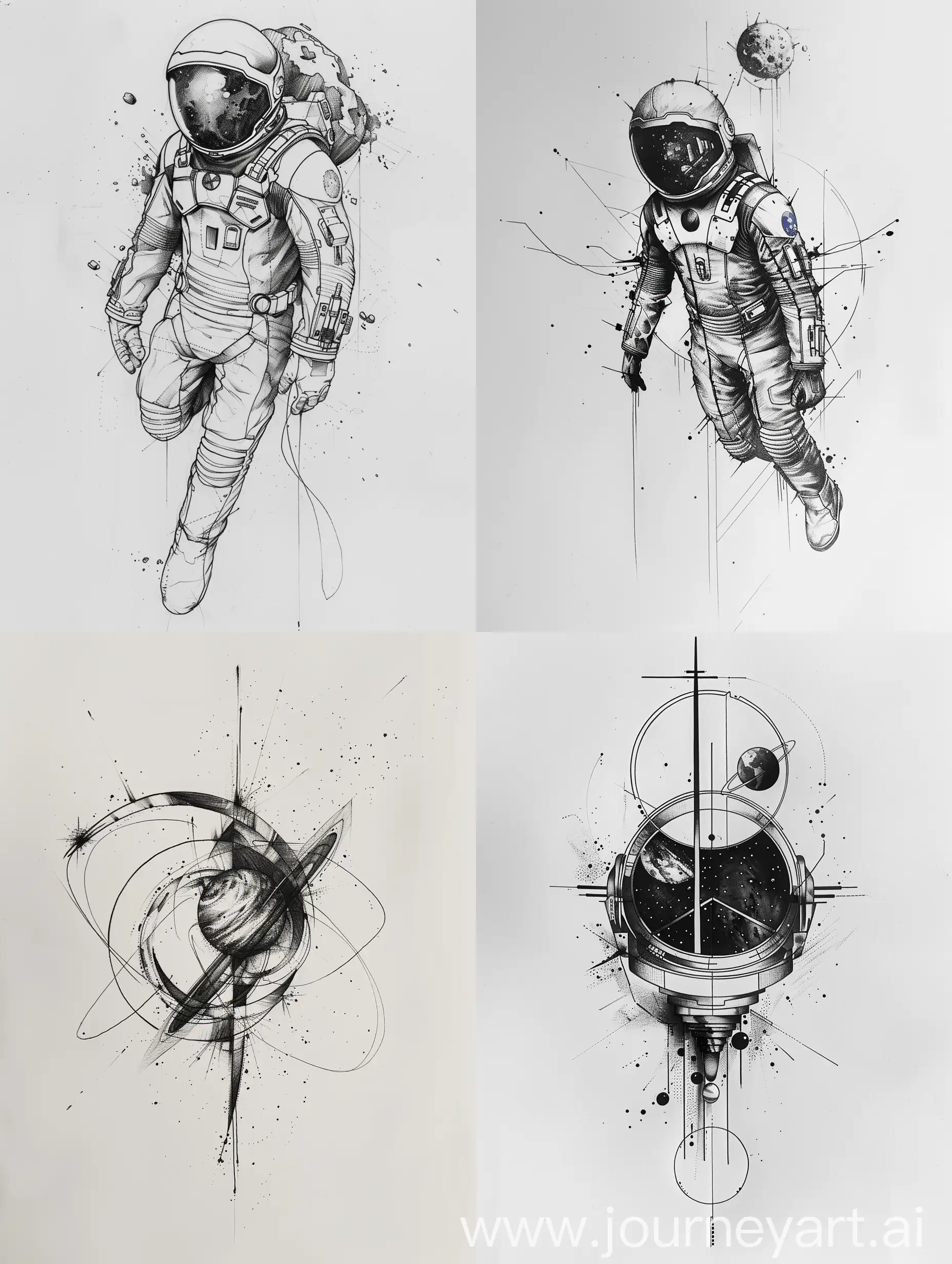 interstellar movie, minimalist tattoo design sketch, white background

