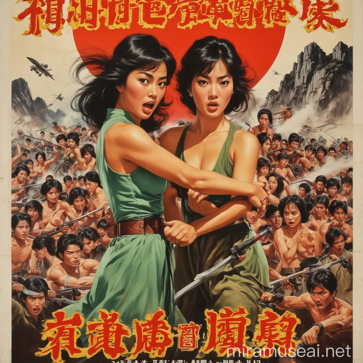 vintage hong kong movie poster. with fighting womens.