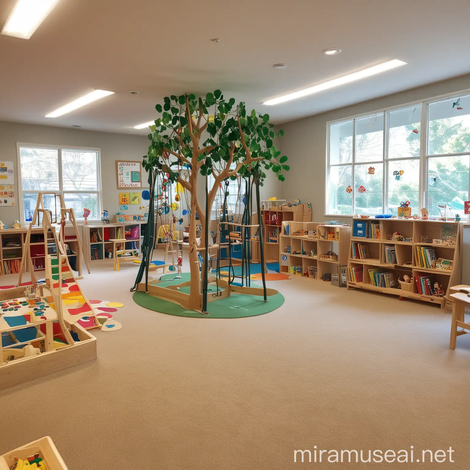 Imaginative Playschool Classroom Design with Interactive Play Areas and Safety Features