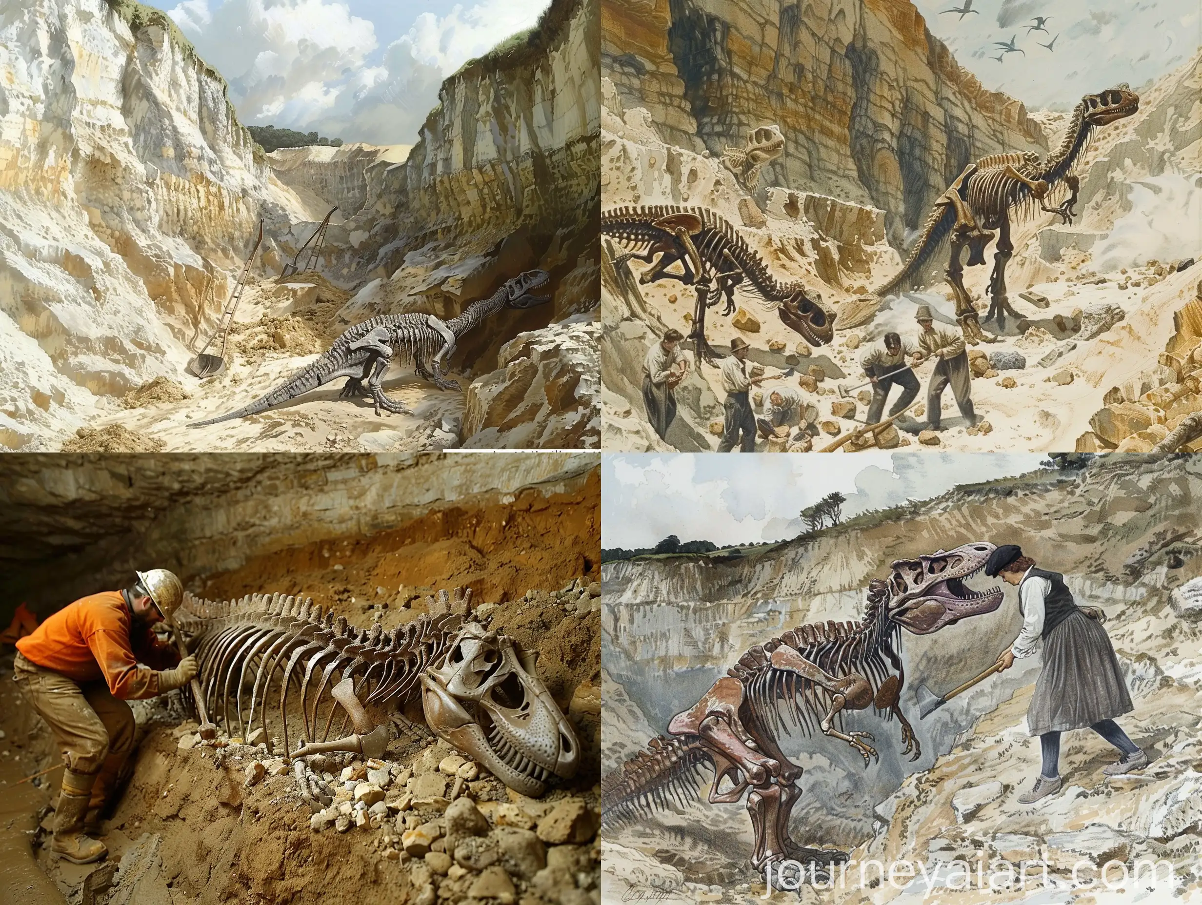 19th-Century-Paleontologist-Supervising-Dinosaur-Fossil-Excavation-in-Sussex-Quarry