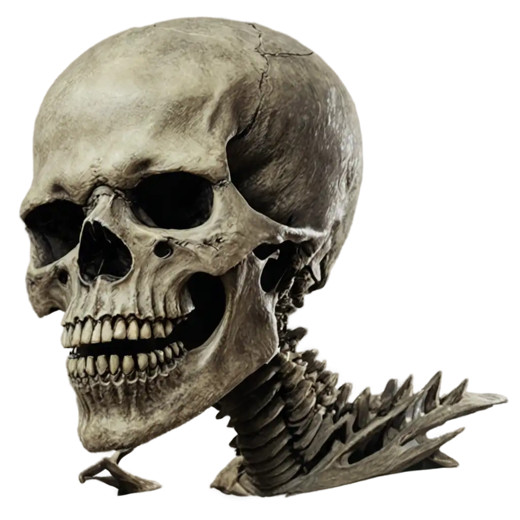 Голова злого скелета с большими зубами