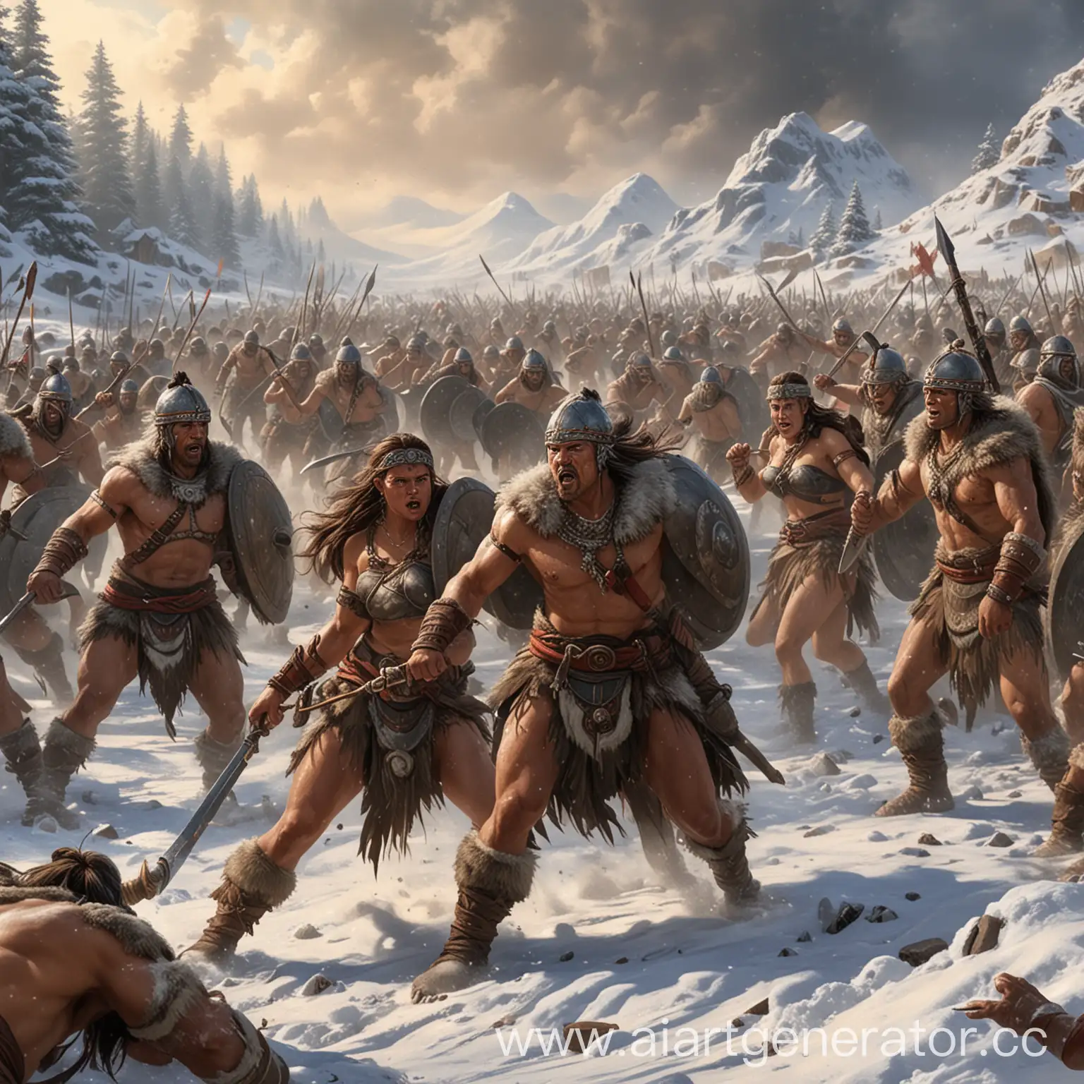 Epic-Battle-Mzhuki-Barbarians-vs-Amazons-in-the-Snowy-City