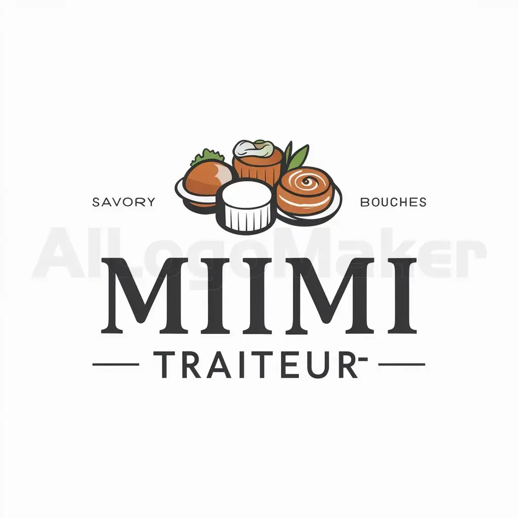 a logo design,with the text "mimi traiteur", main symbol:Caterer logo, petits fours and savory and sweet amuse-bouches,Moderate,be used in restoration industry,clear background