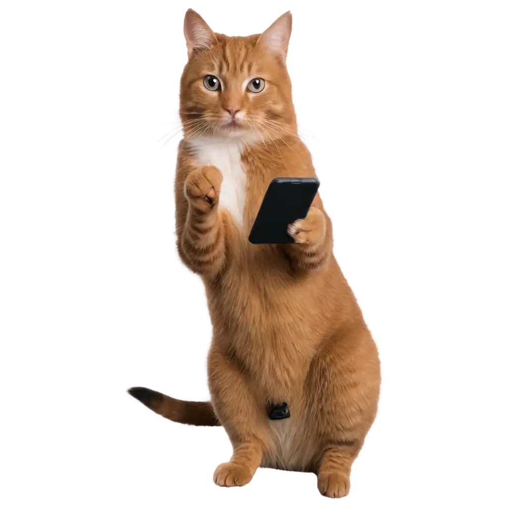 HighQuality-PNG-Image-Clever-Cat-Engrossed-in-Smartphone-Activity