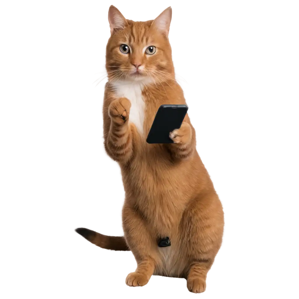 Cat using phone