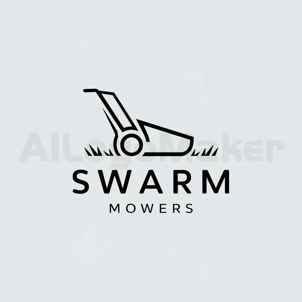 a logo design,with the text "Swarm Mowers", main symbol:grass mower,Minimalistic,be used in gardening industry,clear background