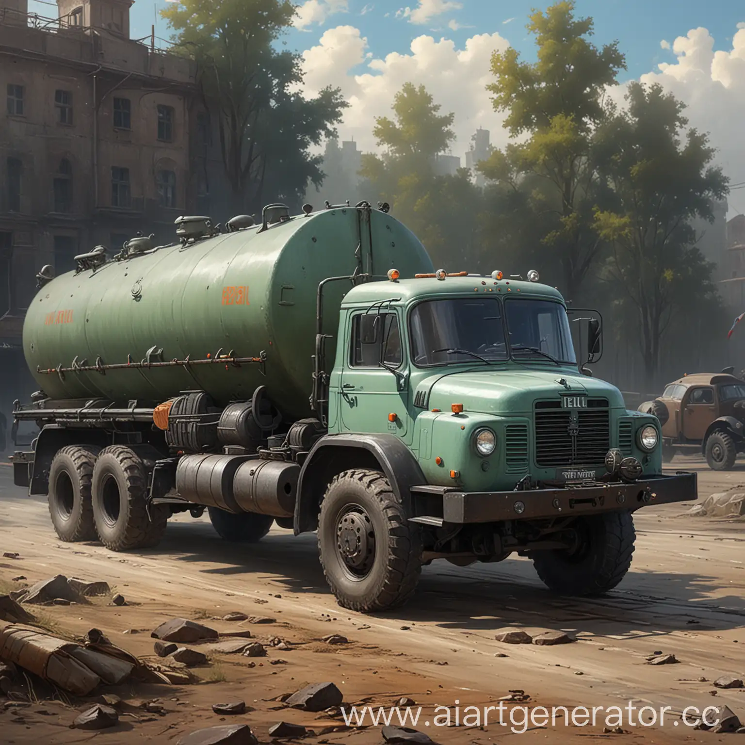 Russian-Sewer-Truck-Zil-130-with-Tank-in-Urban-Environment