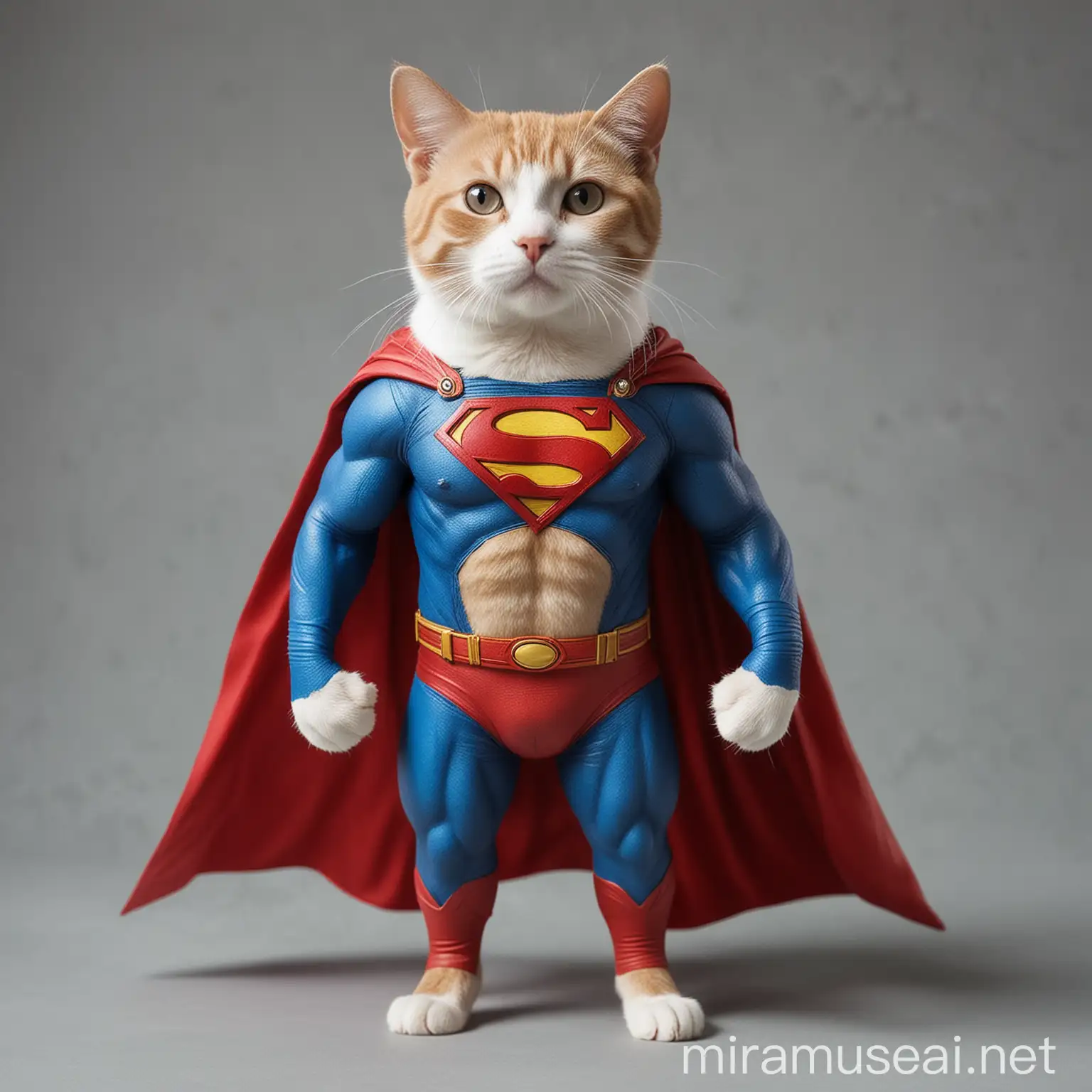 Majestic Cat Standing Tall in Superhero Pose