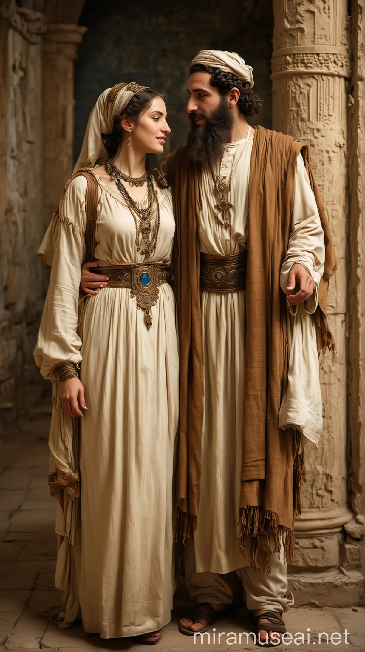 Ancient Jewish Couple in Traditional Attire