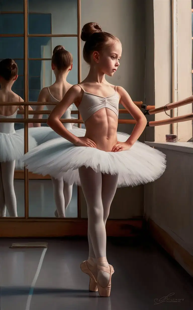 8 years old russian ballerina, skinny, showing her belly