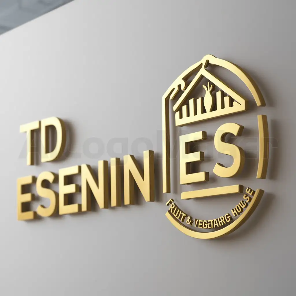 LOGO-Design-for-TD-ESENIN-Golden-Letters-for-Fruits-and-Vegetables-Trading-House