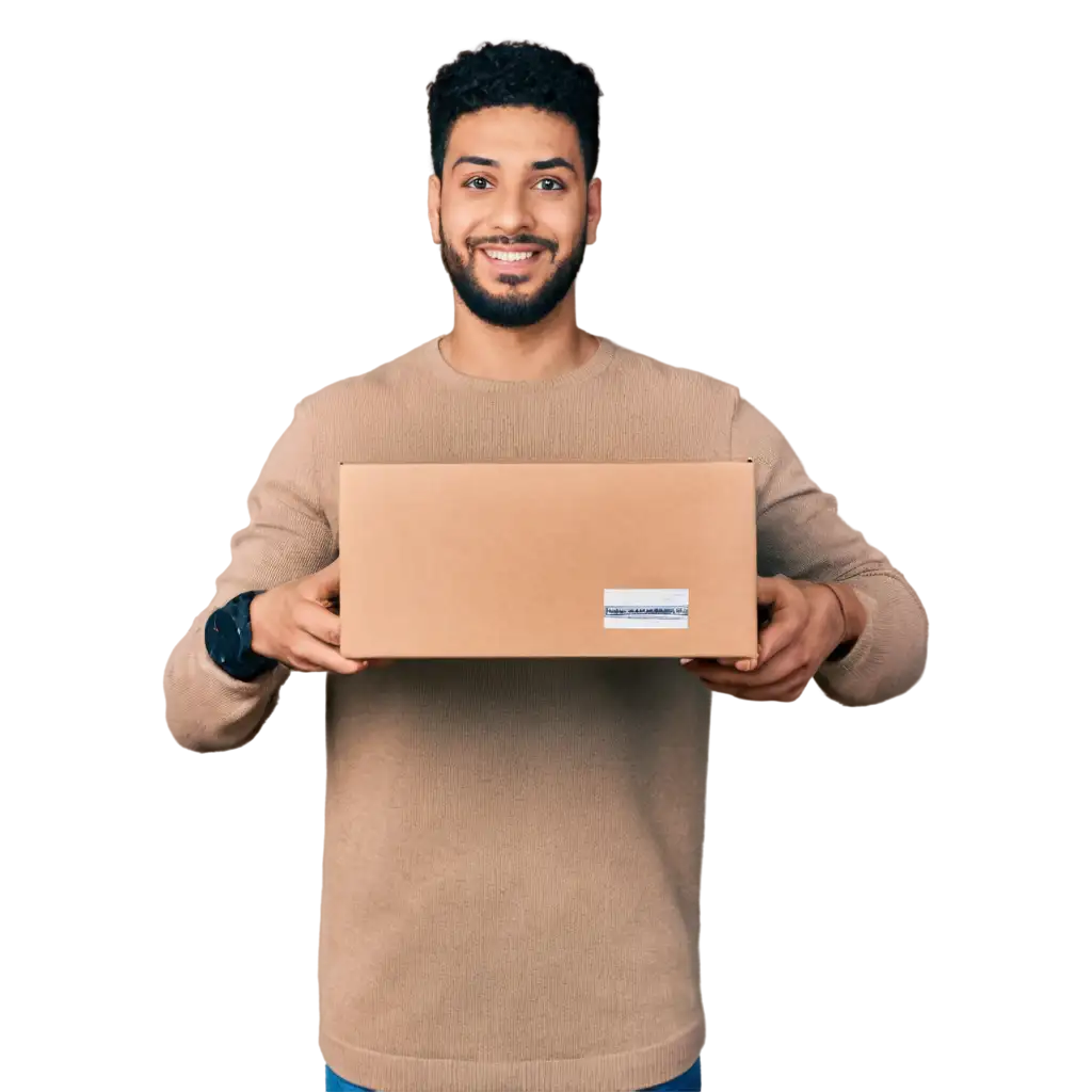 Arab Saudi man holding box