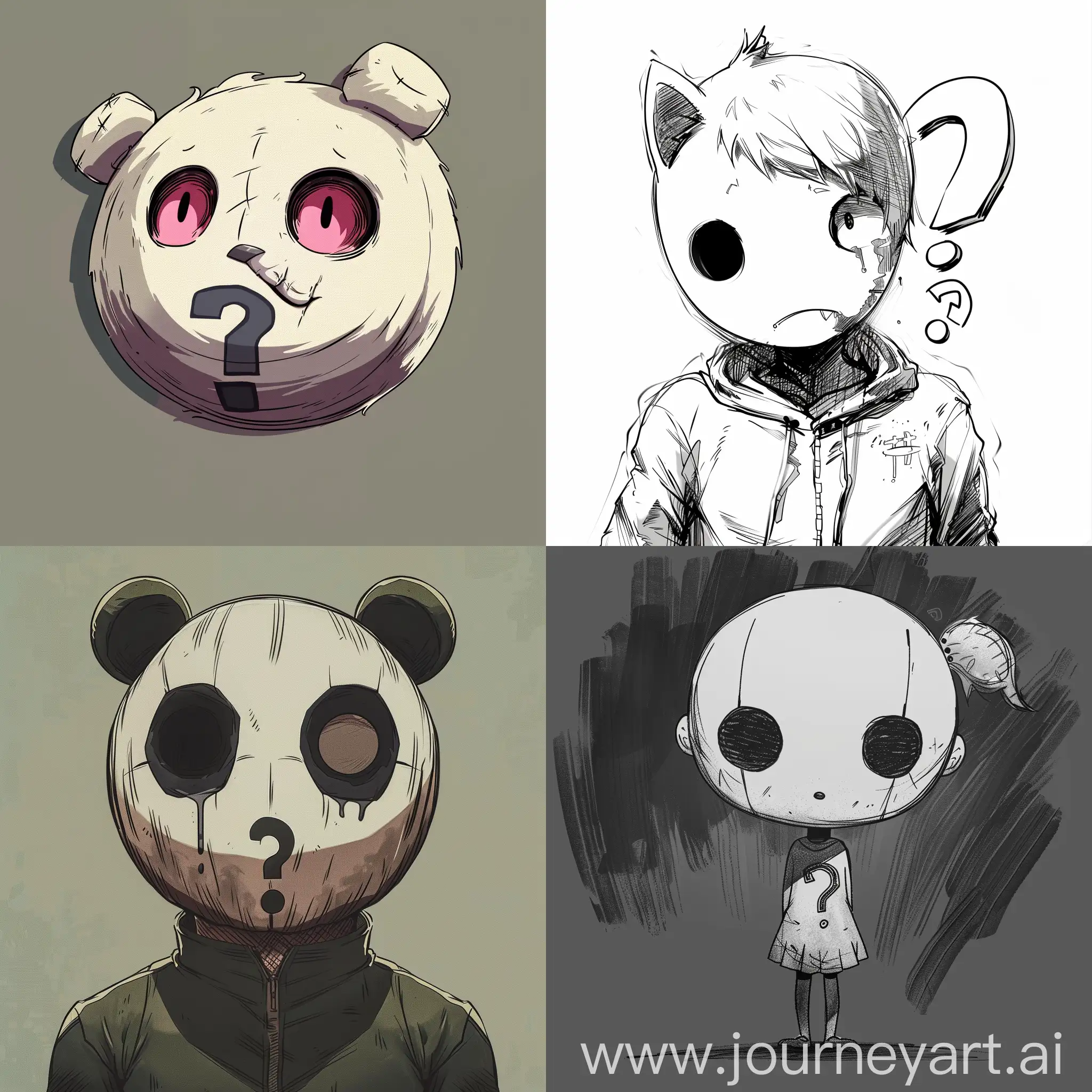 Mysterious-Animal-and-Question-Mark-Faces-in-Danganronpa-Style-Art