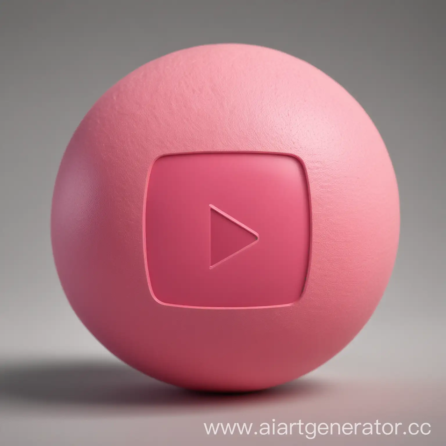 Pink-YouTube-Symbol-Ball-on-Gradient-Background