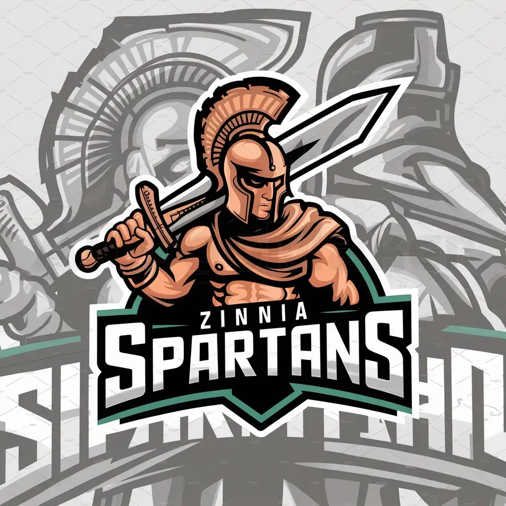 a logo design,with the text "Zinnia Spartans", main symbol:Strong sports and Spartan maratha,complex,be used in Sports Fitness industry,clear background