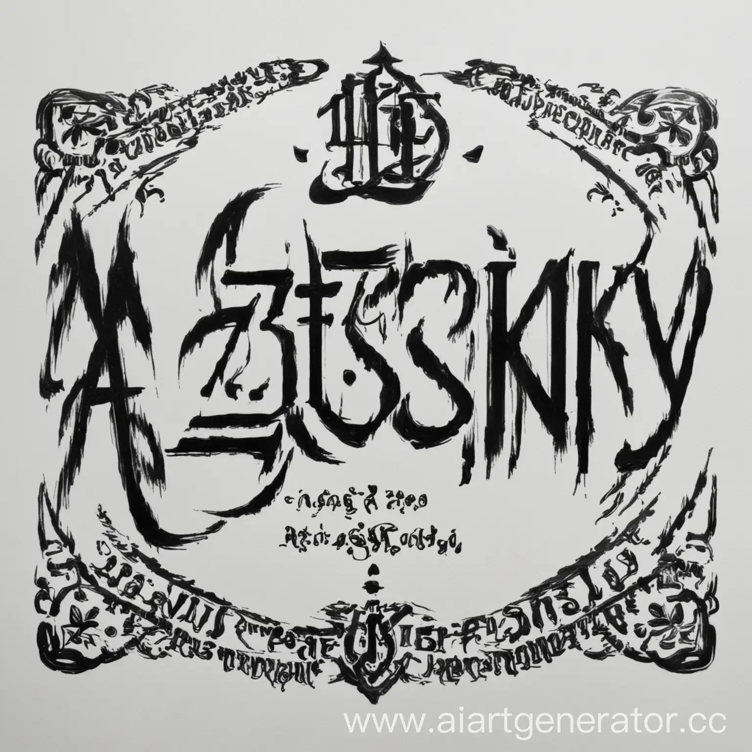 надпись Azotskiy чёрным цветом  на белом фоне без добавлений других надписей 
