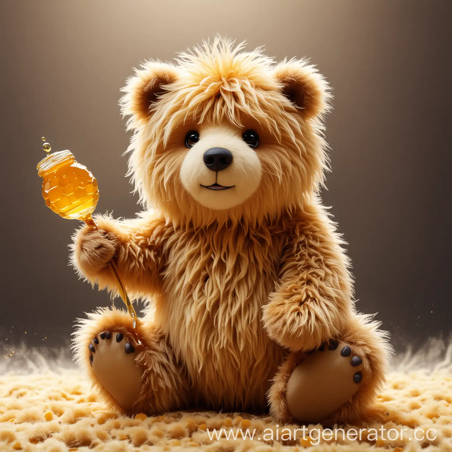 Adorable-Fluffy-Shaggy-Bear-NFT-Enjoying-Honey-Adventure