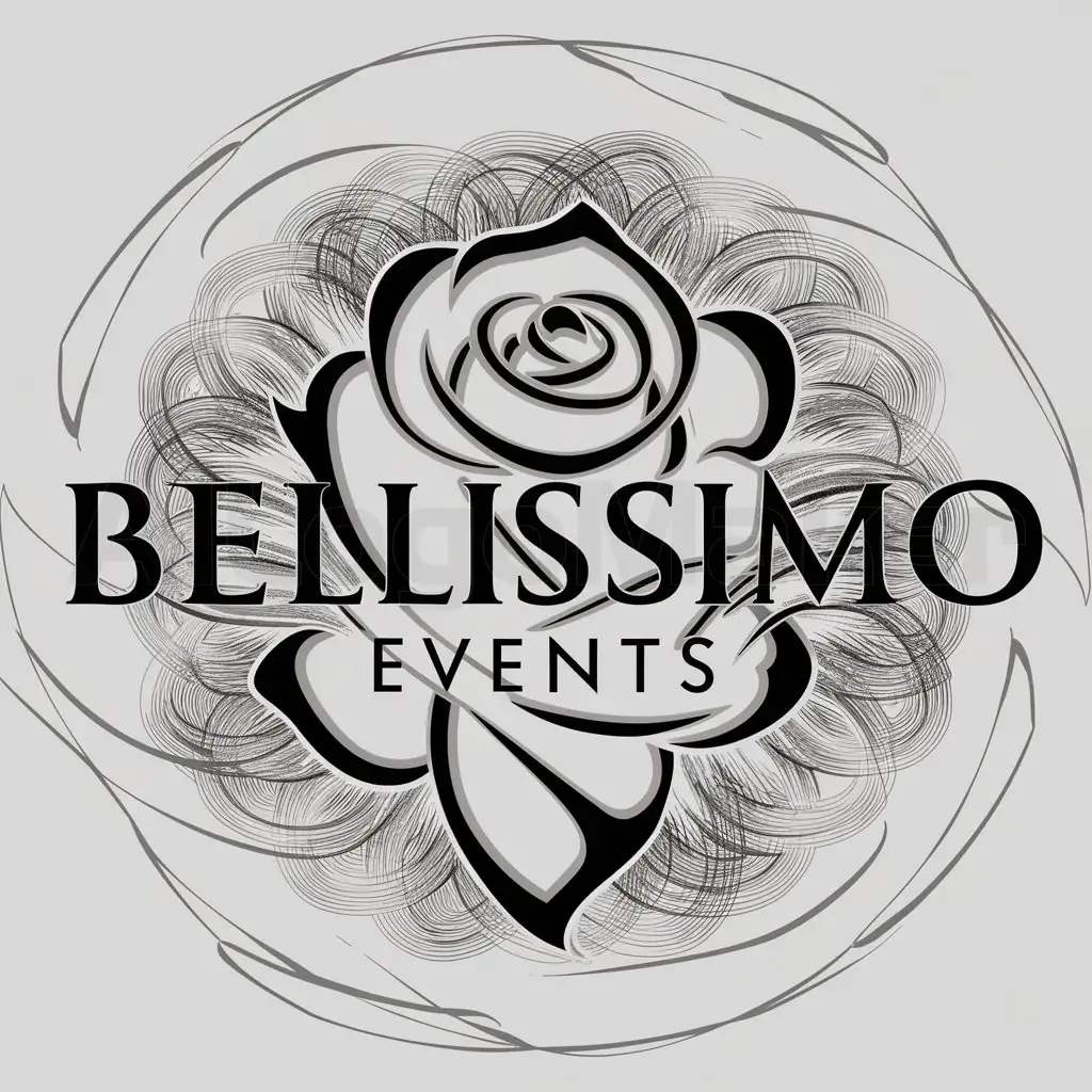a logo design,with the text "Bellissimo Events", main symbol:Rose,complex,clear background