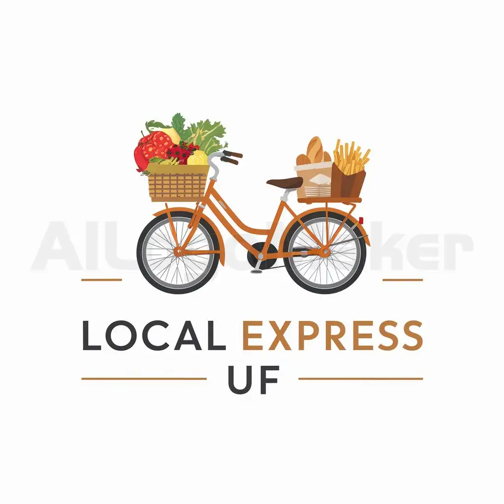 a logo design,with the text "Local Express UF", main symbol:A bike full with food,Moderate,be used in food industry,clear background