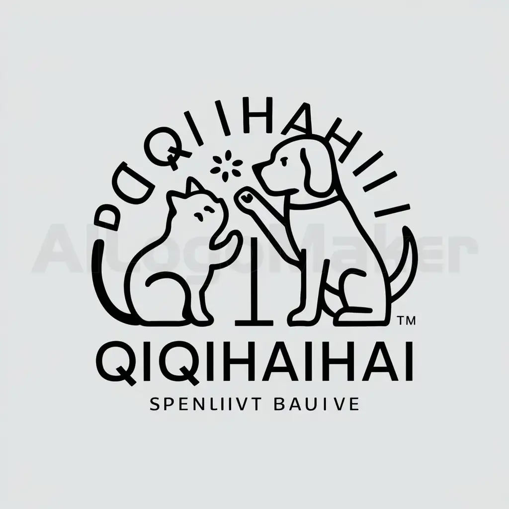 a logo design,with the text "Qiqihaihai", main symbol:cat dog,complex,clear background