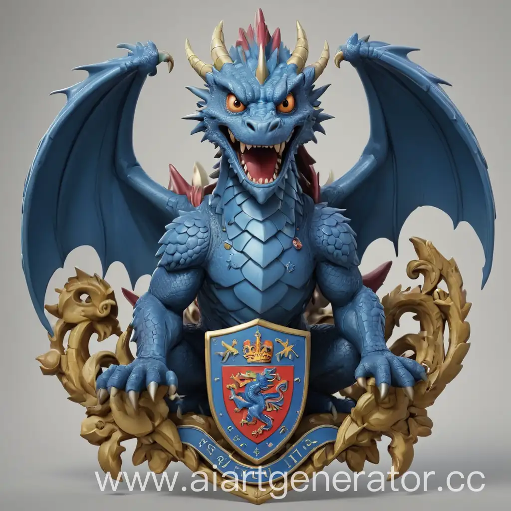 Blue-Dragon-NZilant-with-KFU-Coat-of-Arms-Mythical-Creature-in-University-Heraldry