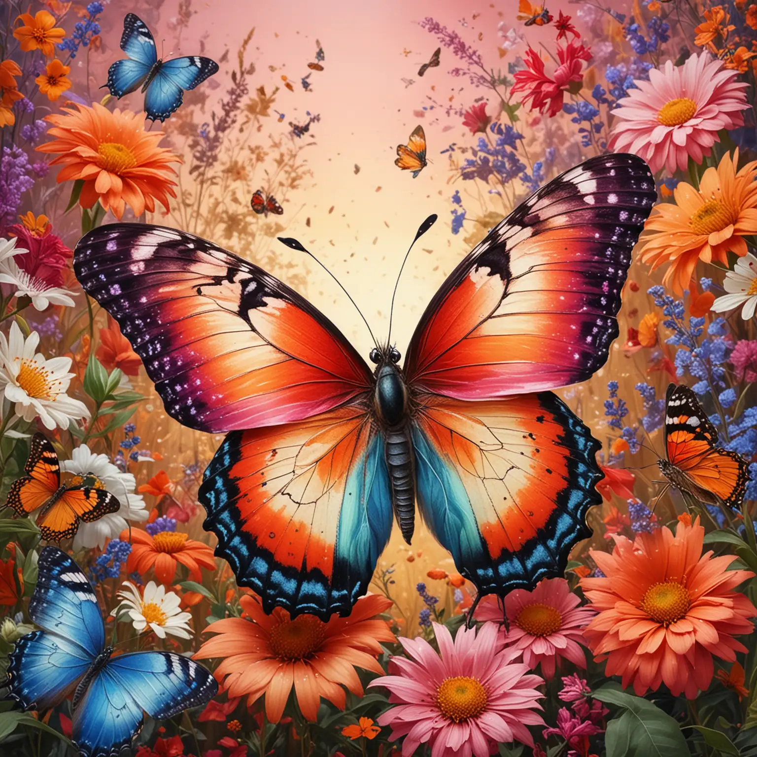 Vibrant Madagascar Butterfly Wings on Floral Background