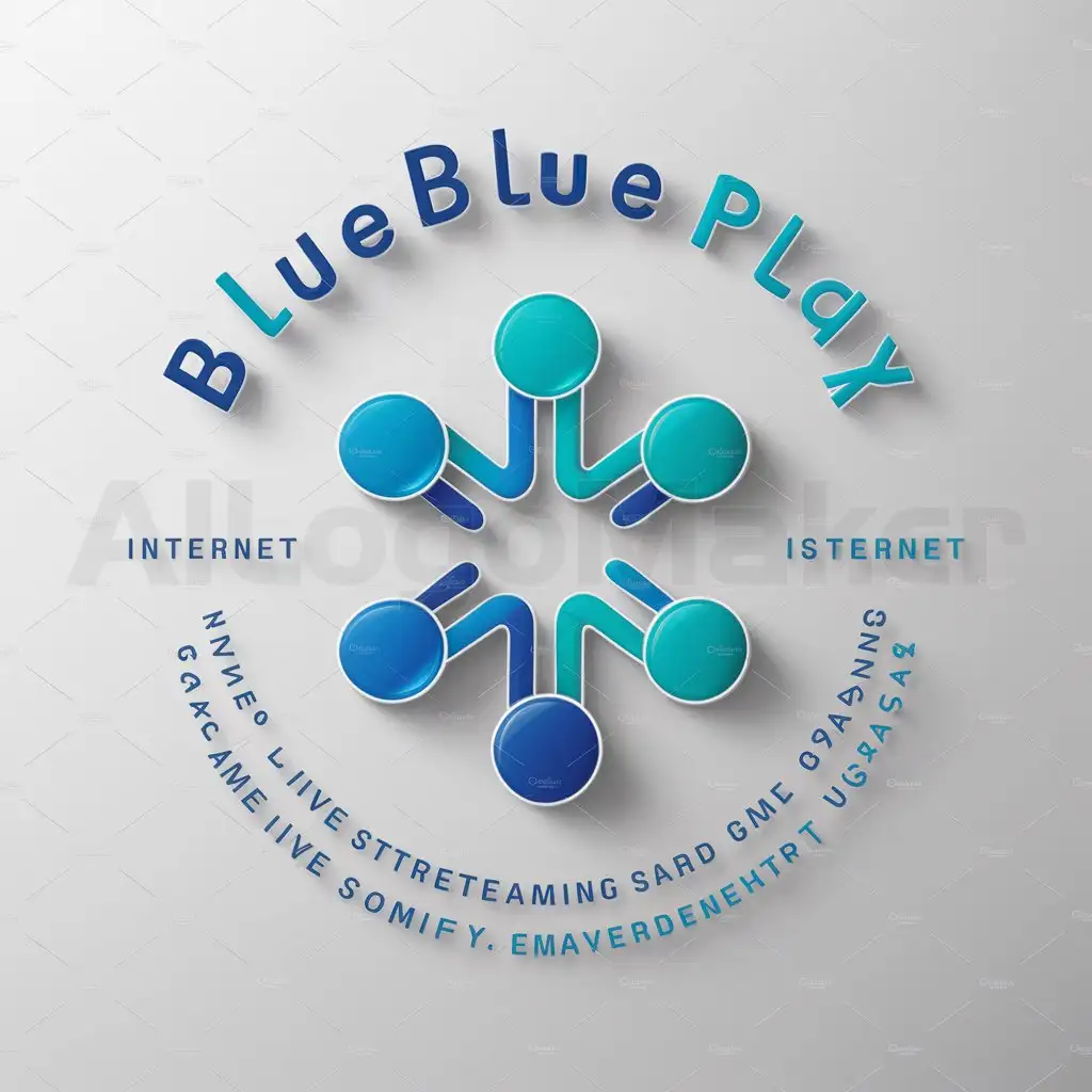 a logo design,with the text "blueblue play", main symbol:6 elements represent 6 people, game live streaming, internet,Moderate,be used in Internet industry,clear background