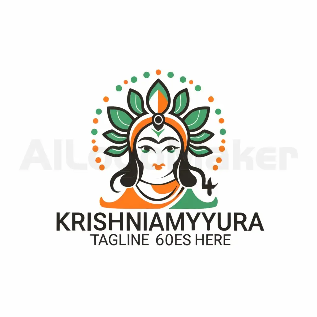 a logo design,with the text "Krishnamayura", main symbol:Krishna with peacock,Minimalistic,be used in Others industry,clear background