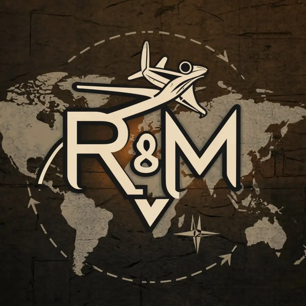 LOGO-Design-For-RM-Global-Travel-Exploration-with-Plane-Symbol-on-Clear-Background