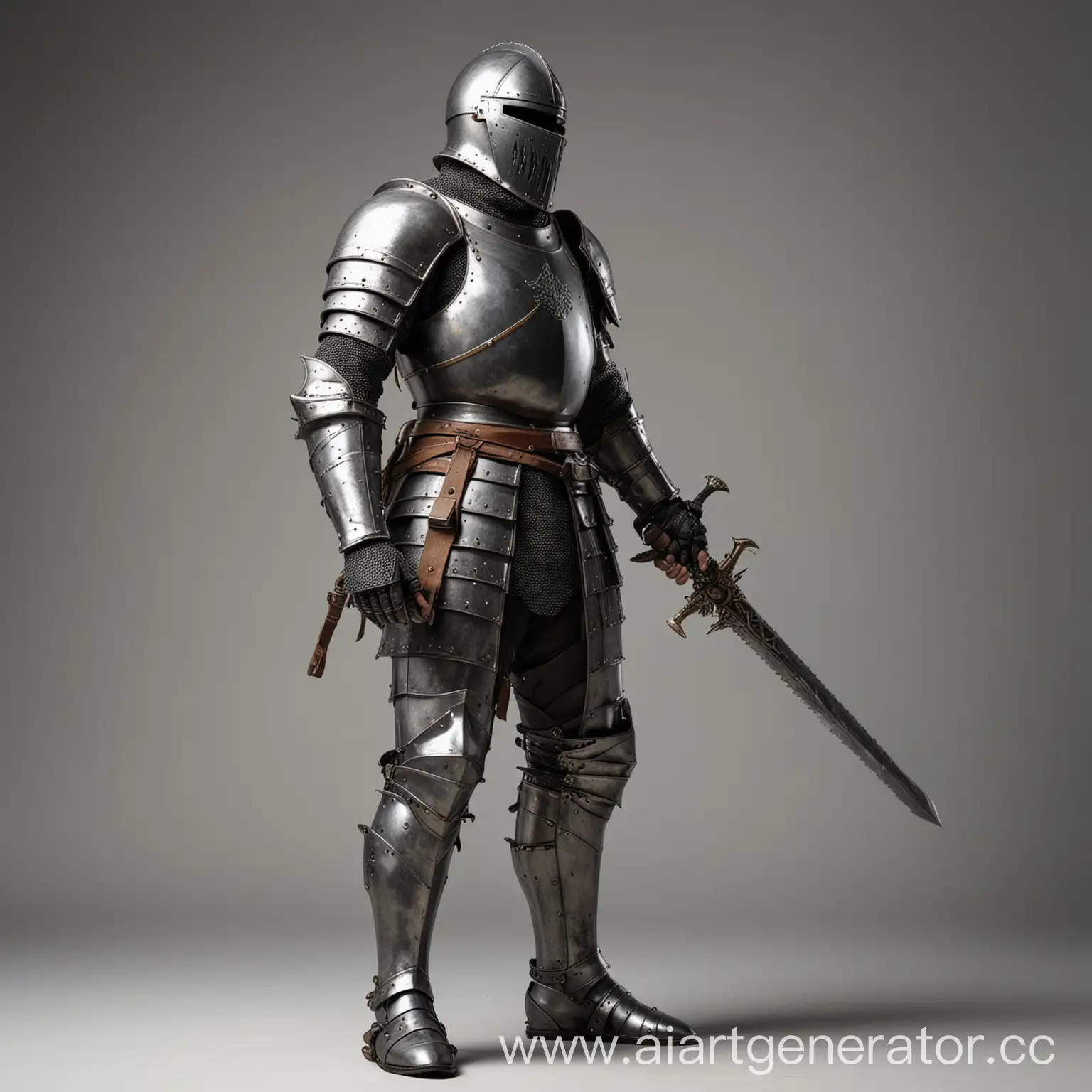 Profile-of-Armored-Knight-Holding-Weapon-in-Hand