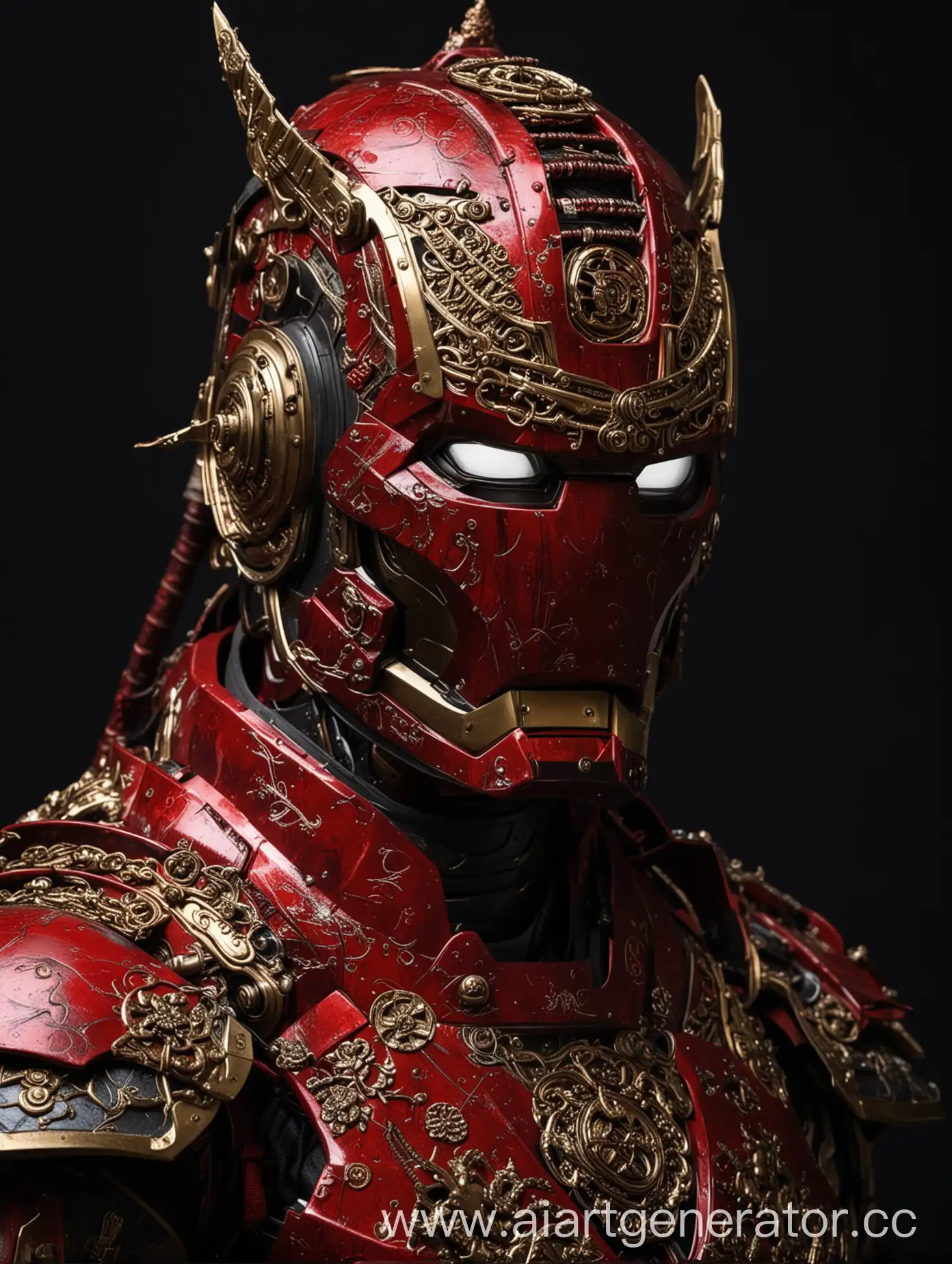Closeup-Shot-of-Iron-Man-in-Full-Red-Samurai-Armor-with-Intriguing-Details