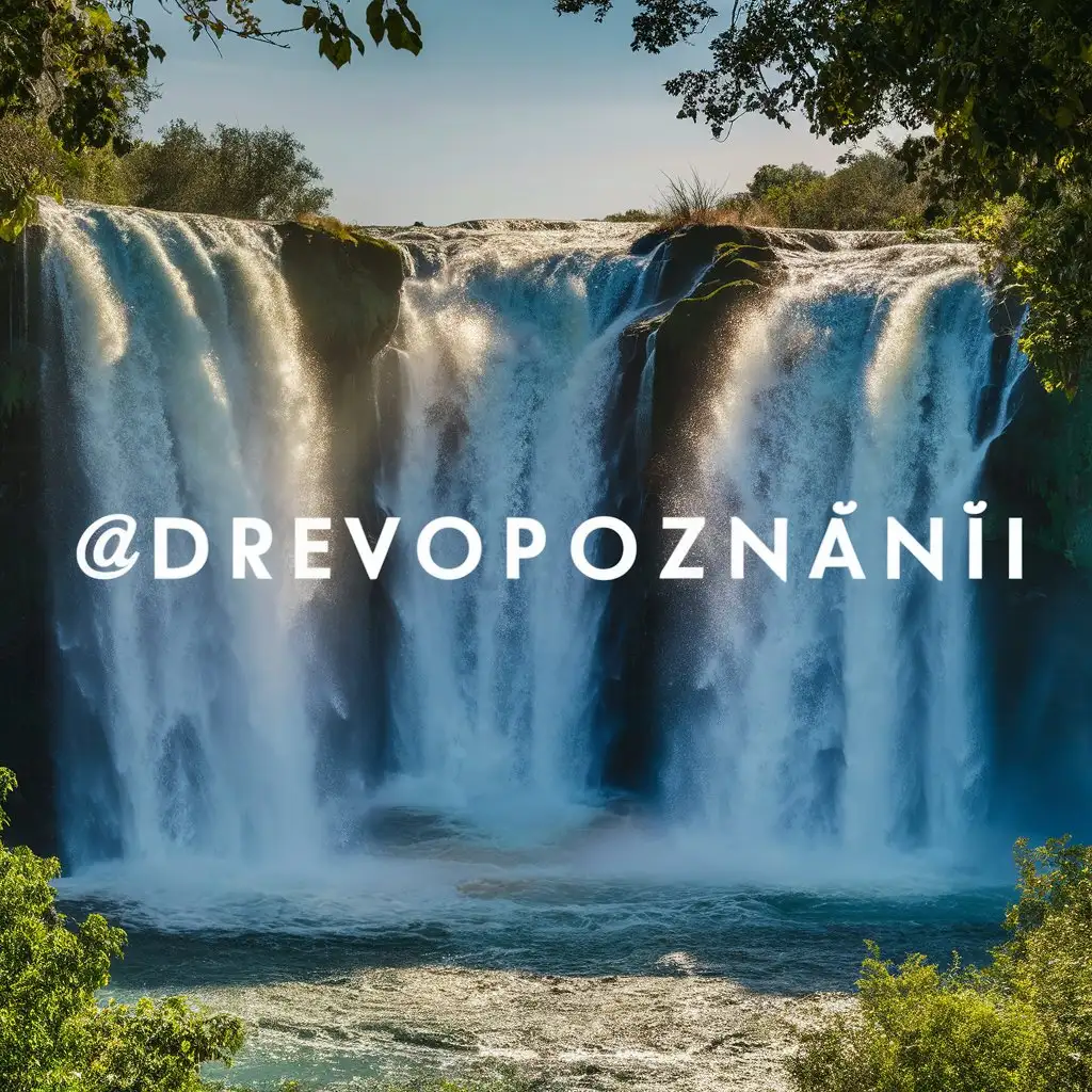 Three Majestic Waterfalls with Inscription Drevopoznanii