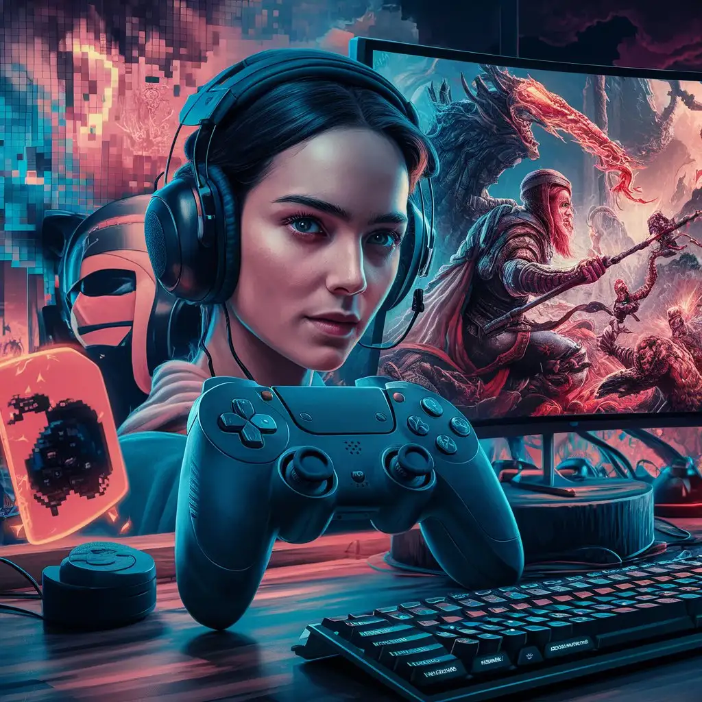 Portrait of Gaming Elements with Intricate Details