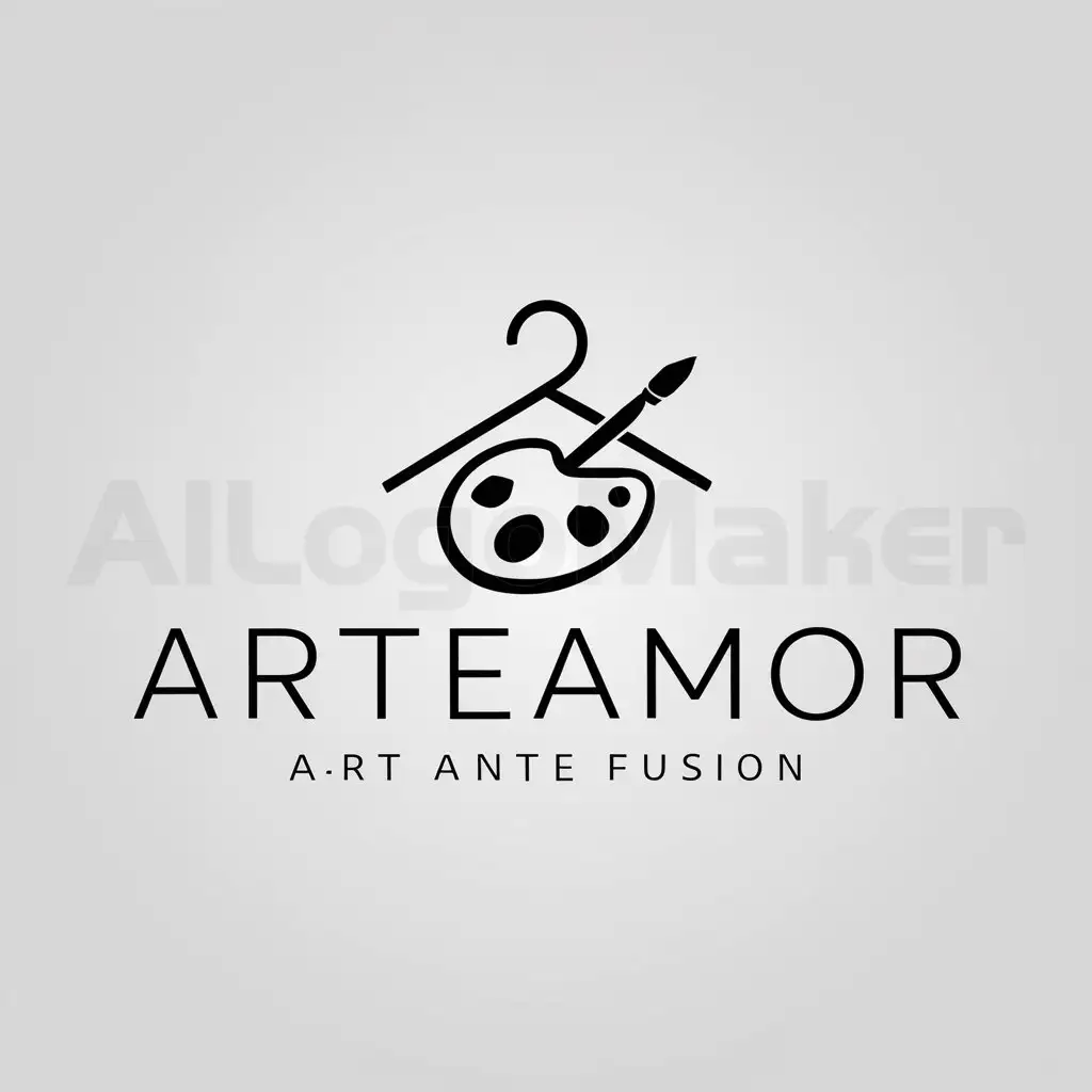 a logo design,with the text "Arteamor", main symbol:painting, brush and clothes hanger,Minimalistic,clear background