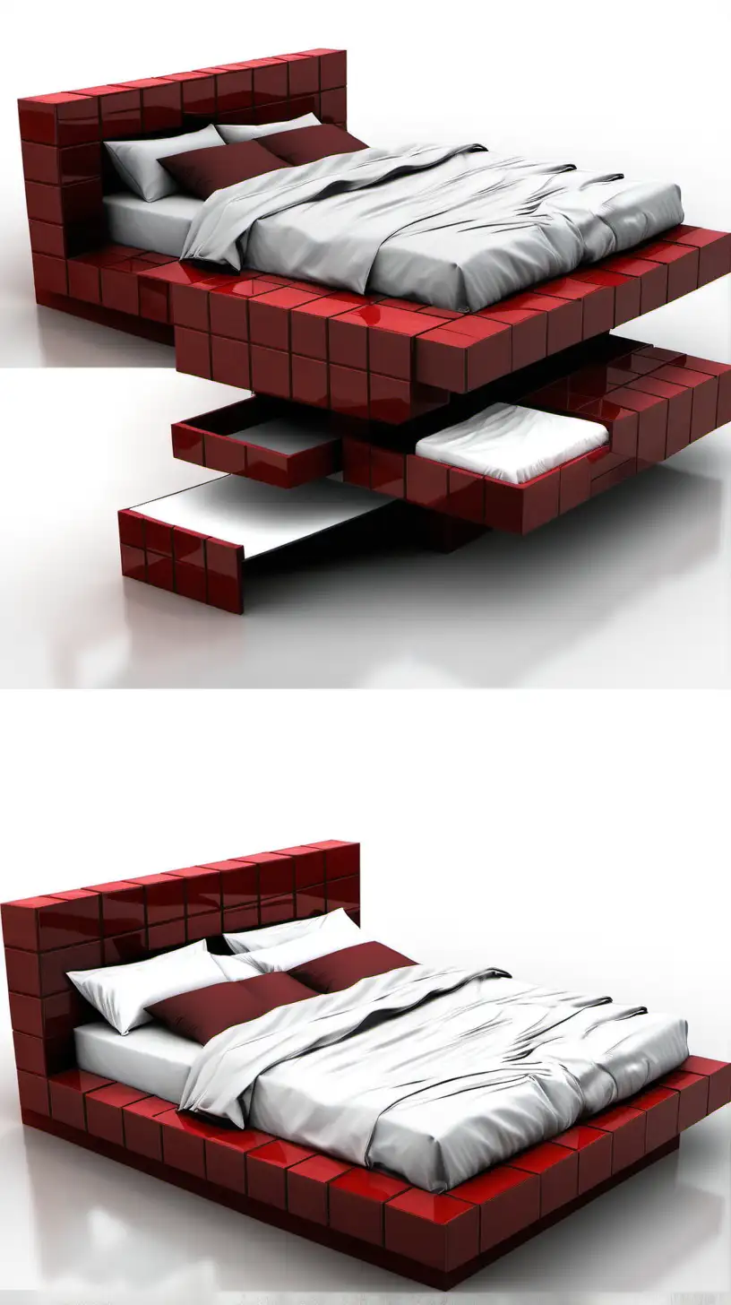 Colorful Tetris Platform Bed for Gaming Enthusiasts