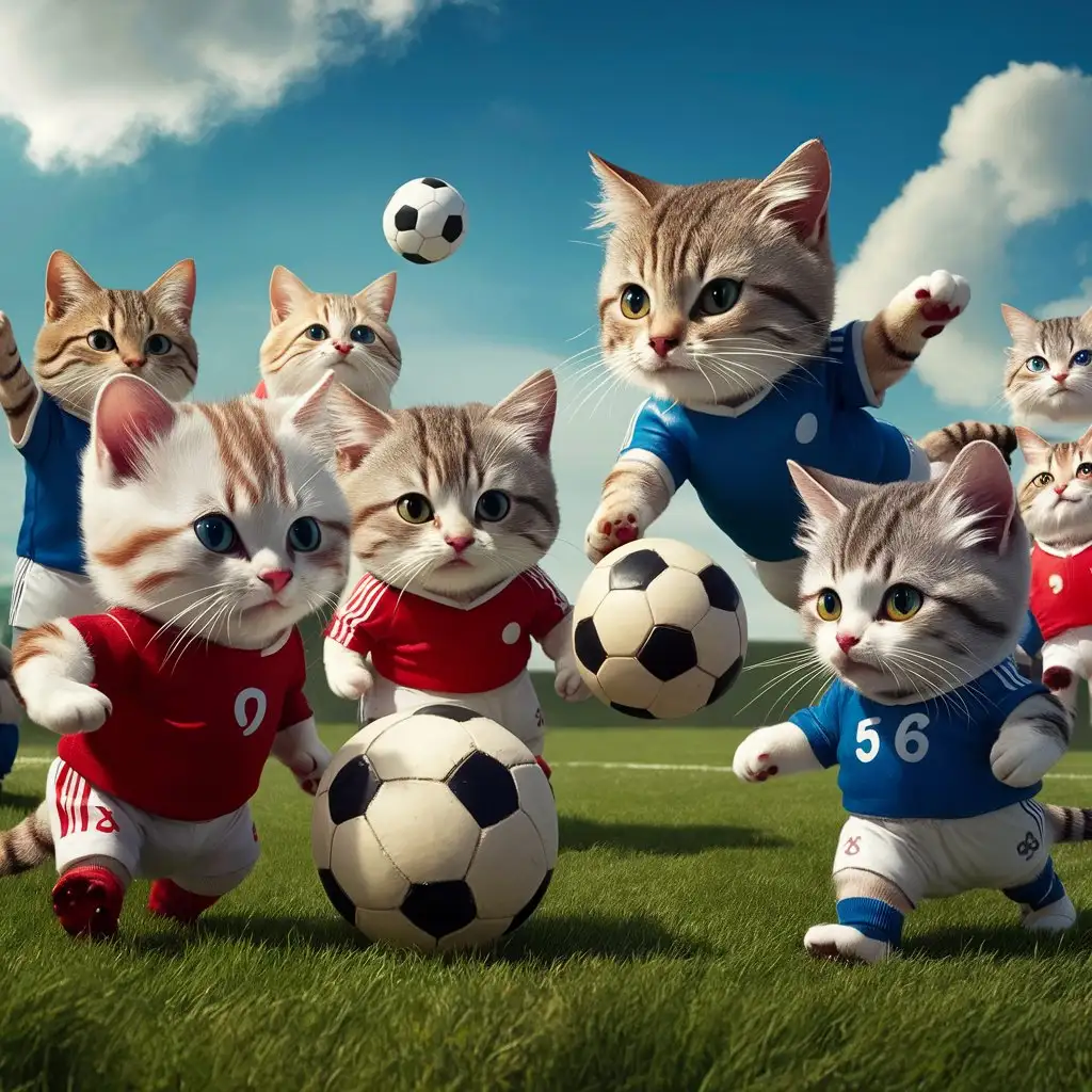 Cats play soccer
