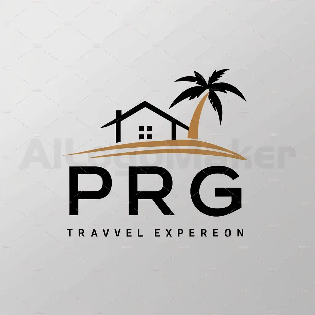 a logo design,with the text "PRG", main symbol:Home, Beach,Minimalistic,be used in Travel industry,clear background