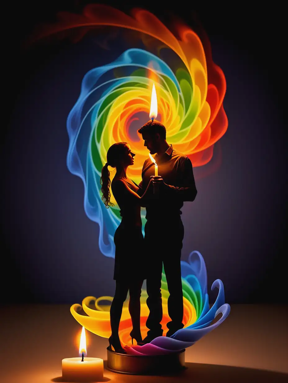 Silhouette-Couple-Spiraling-into-Rainbow-Candle-Flame