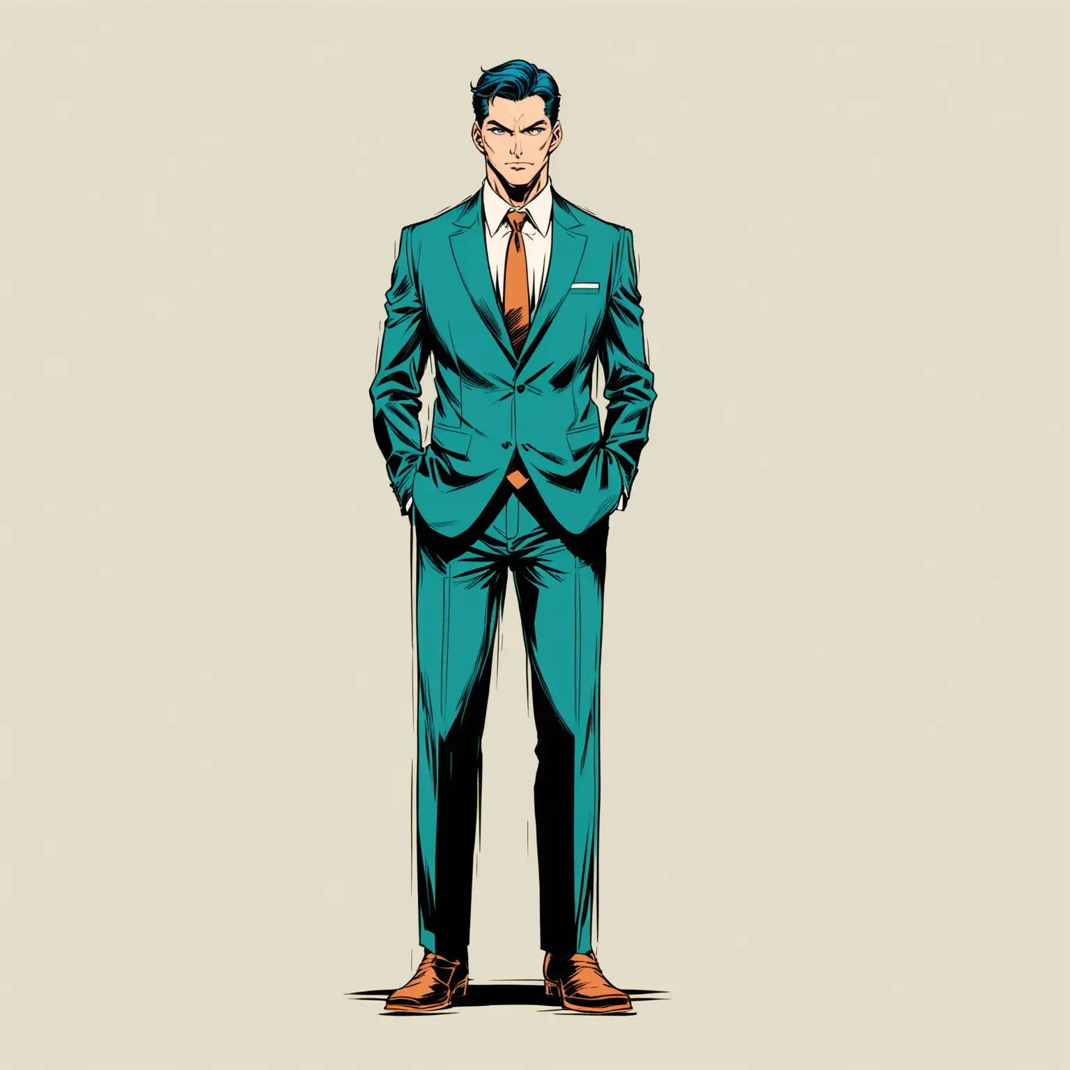 Man in Classic Suit in Comic Book Style