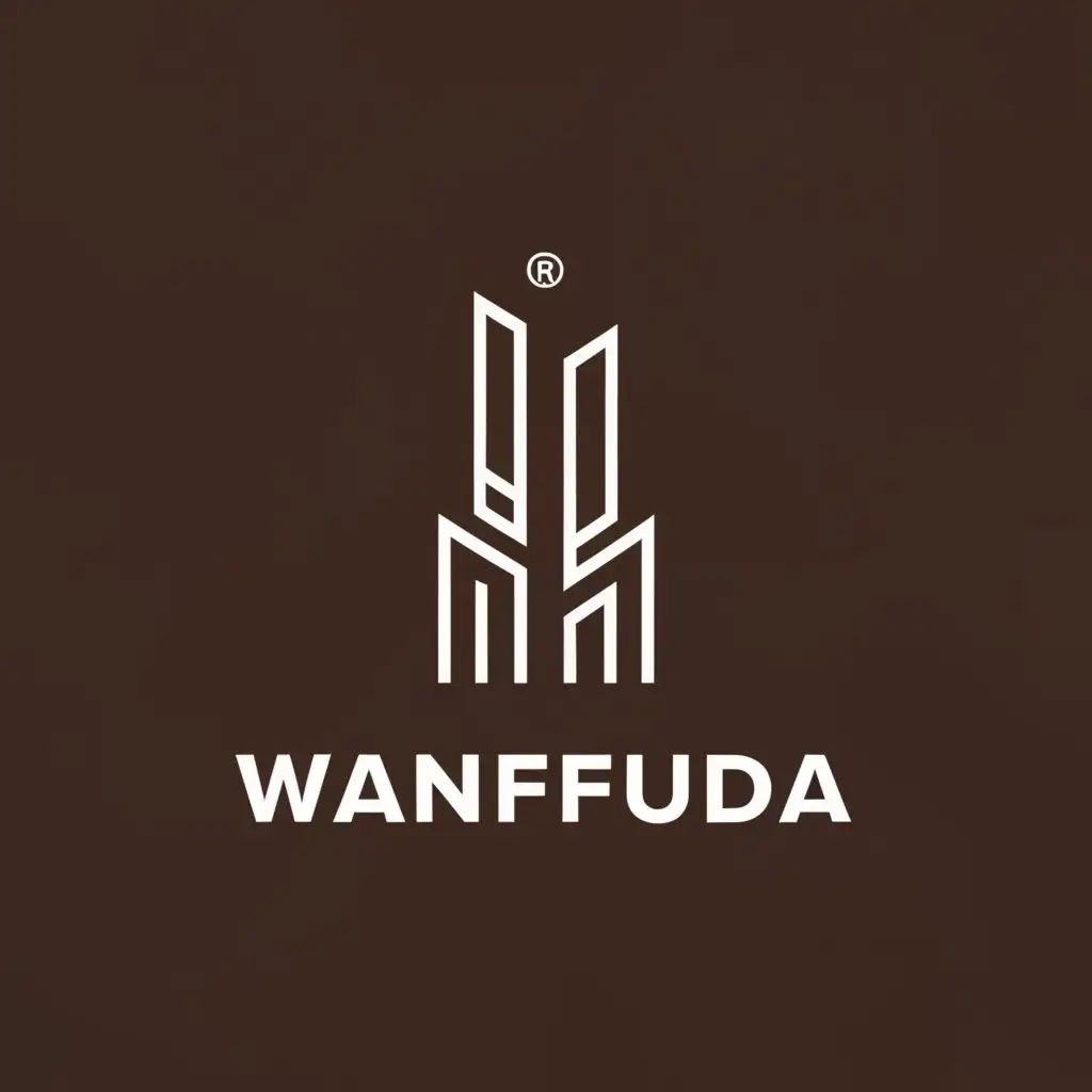 a logo design,with the text "Wanfuda", main symbol:Tall buildings, Chinese style,Minimalistic,be used in Real Estate industry,clear background